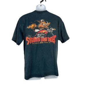 Sturgis 2006 Bike Week Shirt Men Large Black Henley Short Sleeve Cotton Anvil